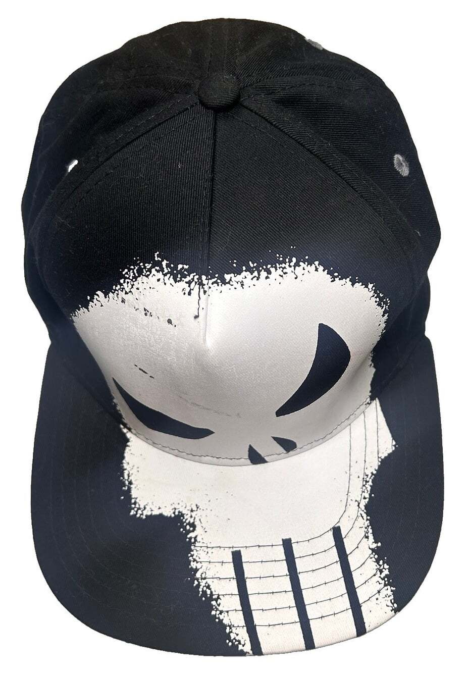 VTG Marvel Punisher Ball Cap Hat White Skull Snapback Black Camo RARE - Picture 2 of 11